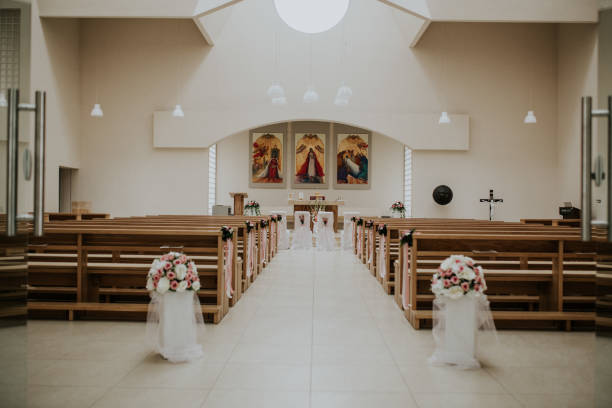 istock Decorated church for a wedding ceremony 1465224781