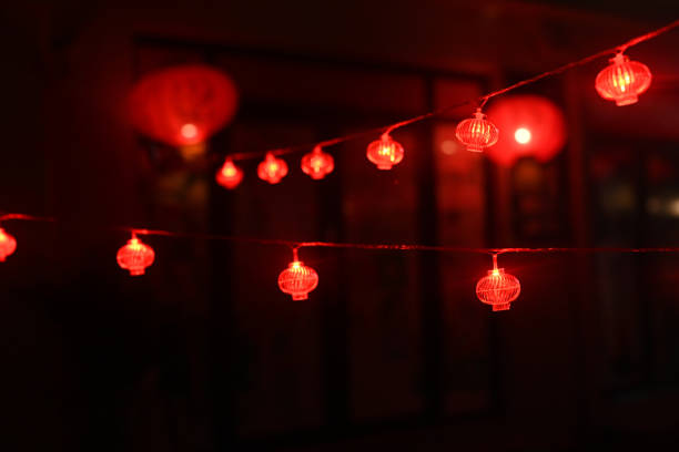 A beautiful red lights in the street at night