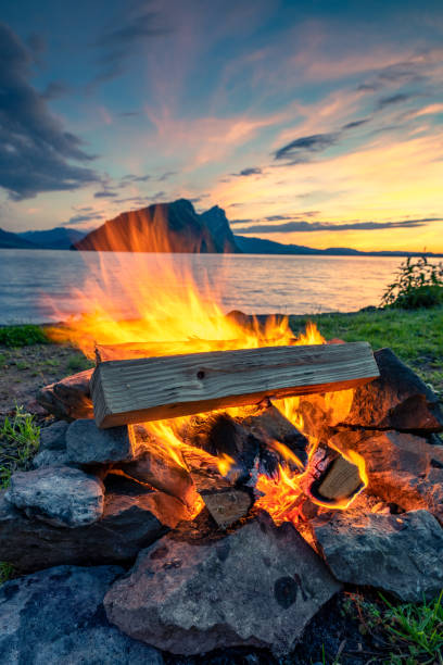 istock A fire on the lake during the sunset 1465227874