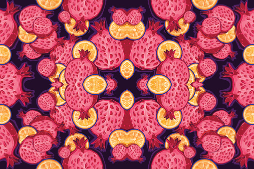 Vector of modern pattern pomegranate and lemon