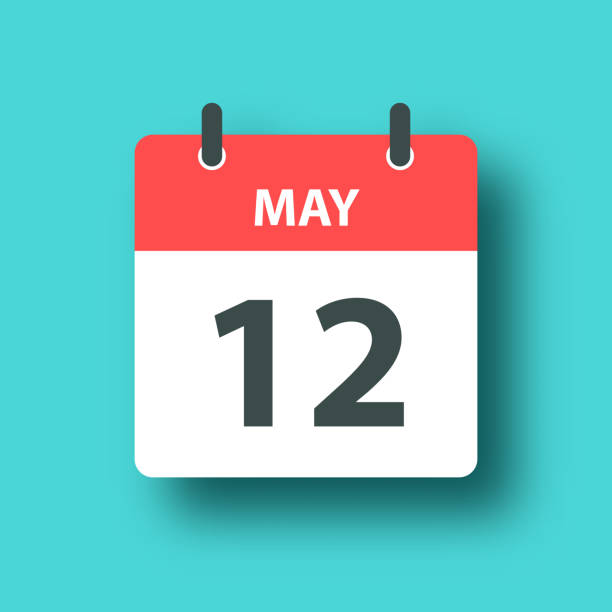 istock May 12 - Daily Calendar Icon on Blue Green background with shadow 1465232350