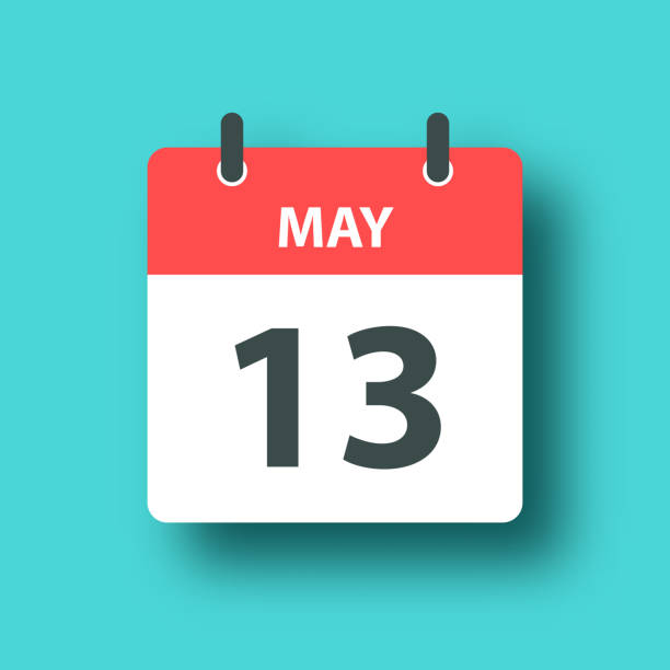 istock May 13 - Daily Calendar Icon on Blue Green background with shadow 1465232391