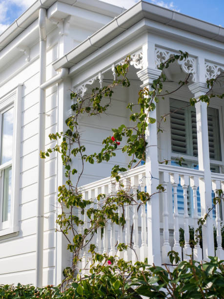 istock Victorian villa verandah with Bougainvillea vine 1465232451