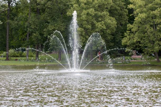 istock Water fountain in the green park. 1465233159