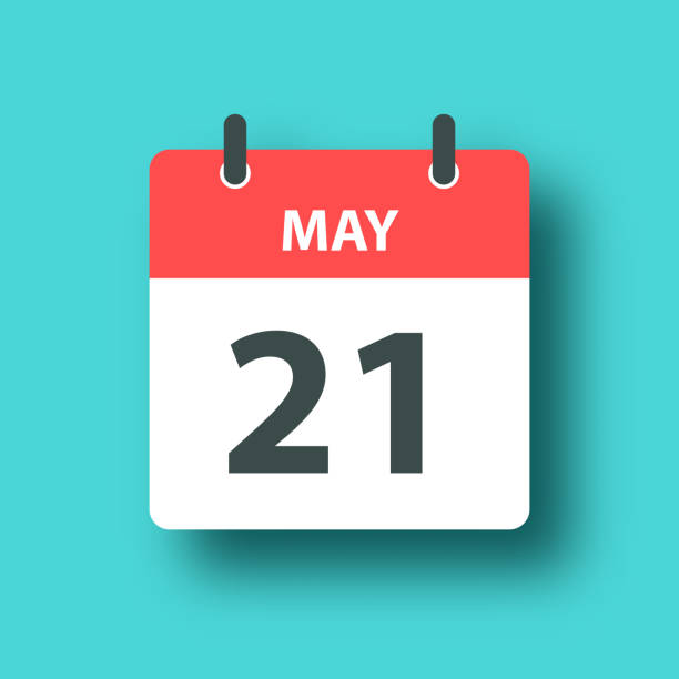 istock May 21 - Daily Calendar Icon on Blue Green background with shadow 1465233681