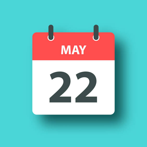 istock May 22 - Daily Calendar Icon on Blue Green background with shadow 1465233702