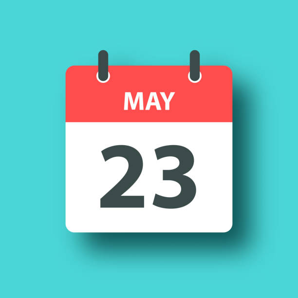 istock May 23 - Daily Calendar Icon on Blue Green background with shadow 1465233723