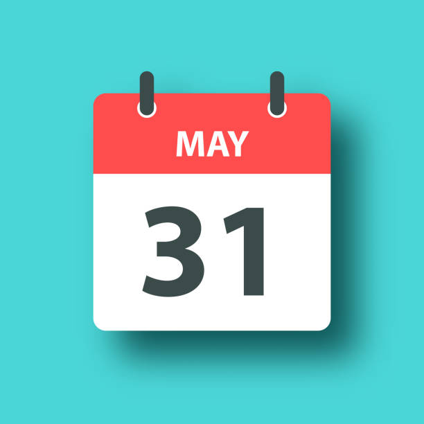 istock May 31 - Daily Calendar Icon on Blue Green background with shadow 1465234057