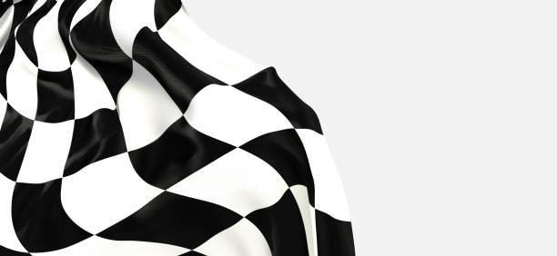 istock Waving white and black flag checkered for a race 1465234866
