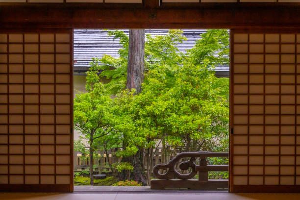 istock Japanese window opening to green garden 1465234936