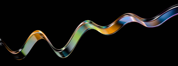istock 3d line, modern abstract design element 3d rendering, futuristic liquid shape, glass color gradient wave – poster design template 1465235542