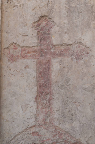 istock Christian cross on the wall, Cuenca, Spain 1465236712
