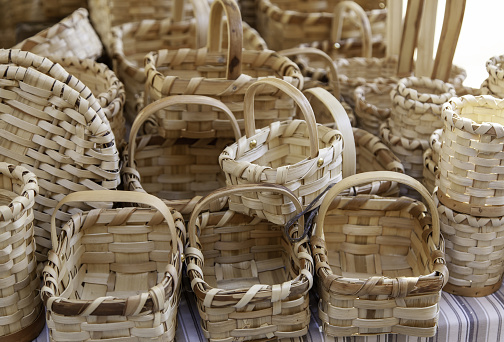 African baskets for sale at an outdoor market