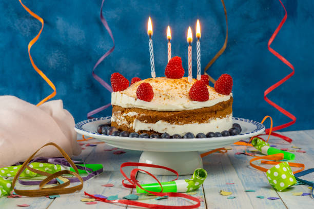 istock birthday cake with candles and streamer 1465237163