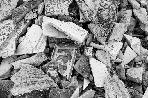 Detail of rubble from a work in the garbage, pollution and dirt