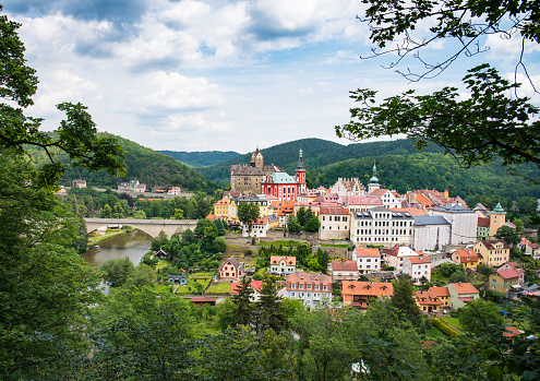 view of Loket town and castle, czech republic