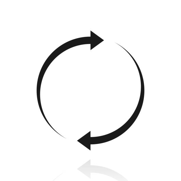 ilustrações, clipart, desenhos animados e ícones de recarregar. ícone com reflexo no fundo branco - exchanging circle communication arrow sign
