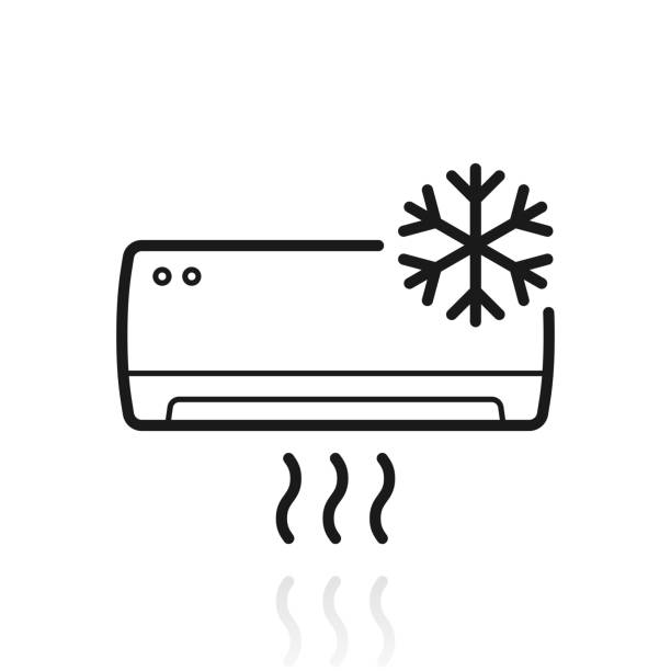 ilustra�ções de stock, clip art, desenhos animados e ícones de air conditioner with snowflake. icon with reflection on white background - air air conditioner electric fan condition