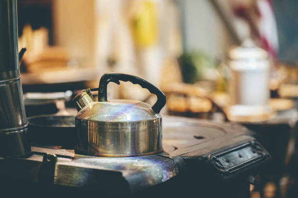 istock Stainless steel kettle on the stove 1465243496