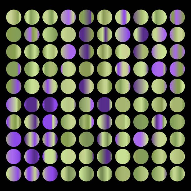 istock Metalic gradient collection with shiny rainbow hologram. Holographic foil texture, green, blue, yellow, pink gradation. Vector set for frame, ribbon, border, other design 1465243545
