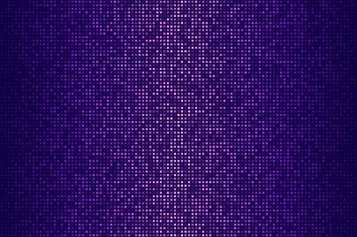 Modern and trendy background. Halftone design with a lot of small square dots and beautiful color gradient. This illustration can be used for your design, with space for your text (colors used: Pink, Purple, Black). Vector Illustration (EPS file, well layered and grouped), wide format (3:2). Easy to edit, manipulate, resize or colorize. Vector and Jpeg file of different sizes.