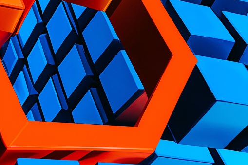 A 3d rendering of a cubes.