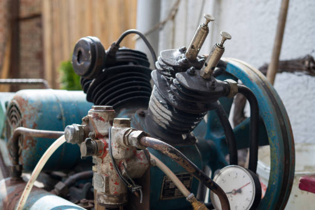 istock Closeup shot of an old air compressor 1465258854