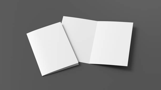 istock Half-folded flyer A4 booklet mock up on gray background 1465259452