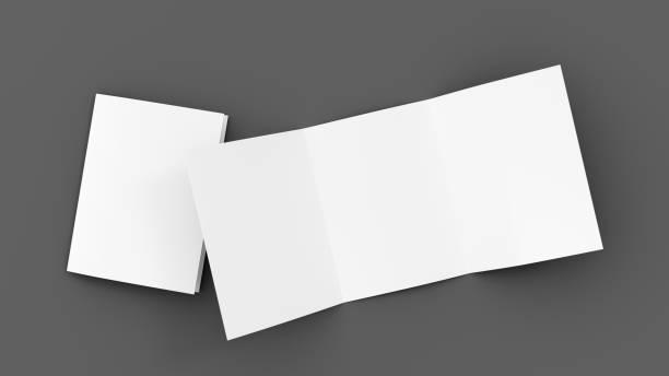 istock Trifold brochure A4 booklet mockup on gray background 1465262135