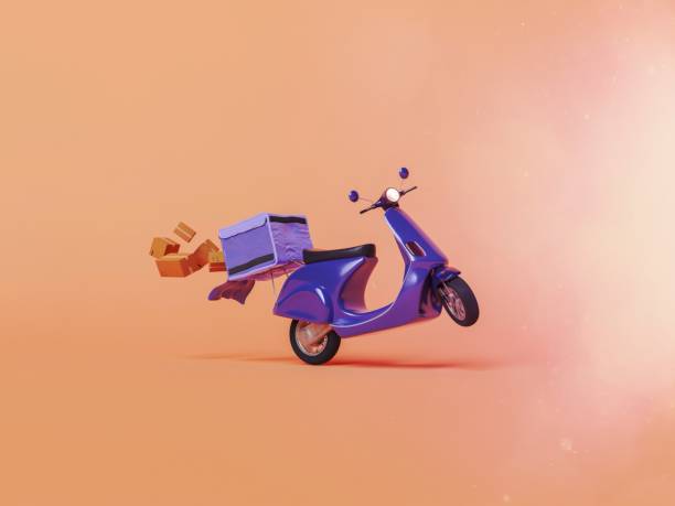 istock delivery scooter dropping shipping packages 1465270194