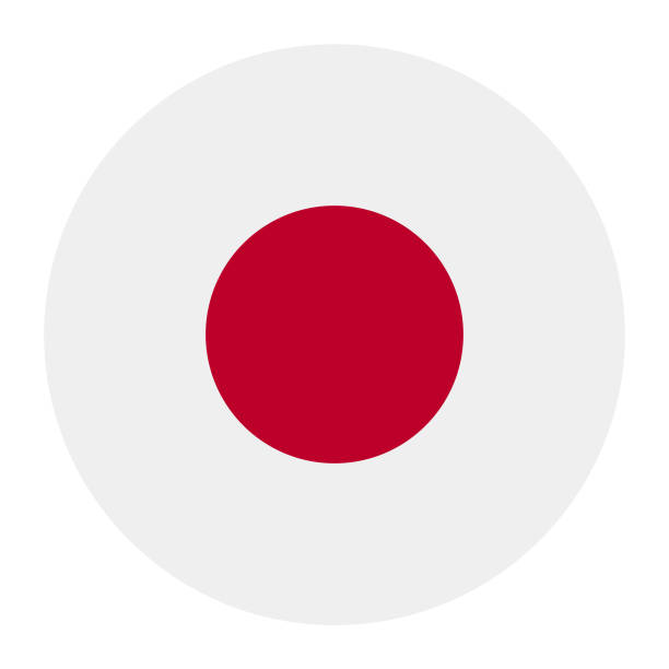 okrągła ikona flagi japonii - japanese flag flag japan japanese culture stock illustrations