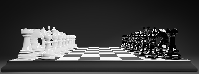 3d illustration rendering. chess board game for Leadership Concepts.