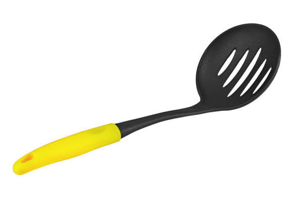 istock Kitchen utensils spoon with slots, slotted spoon isolated on white background. Kitchen skimmers. 1465279757