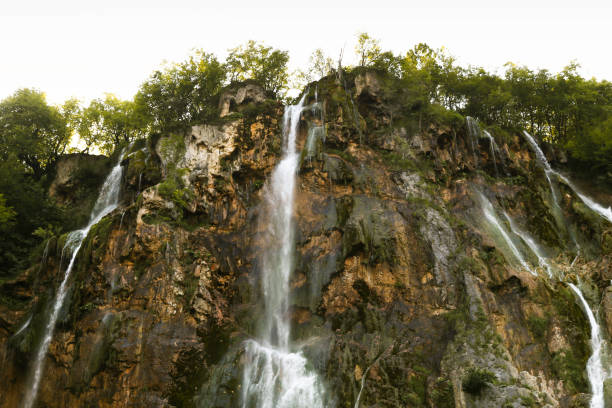 A waterfall in Plitvice lakes national park, Croatia. Croatia is a country in the Balkan region in southeastern Europe.
