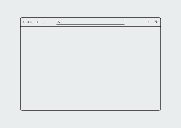 stockillustraties, clipart, cartoons en iconen met web browser window mockup. ui monochrome design template - website