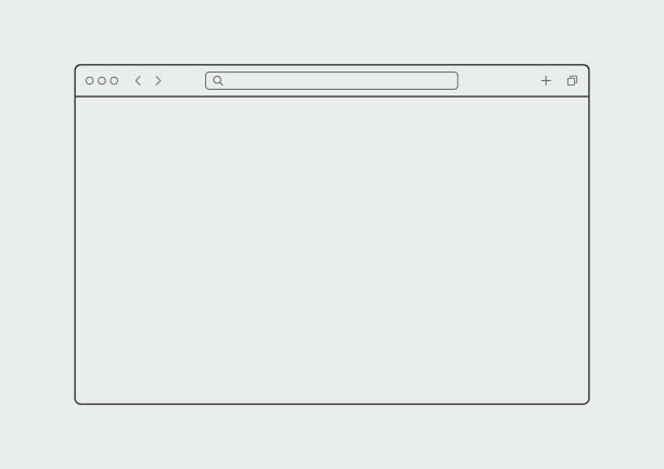 ilustrações, clipart, desenhos animados e ícones de modelo de janela do navegador da web. modelo de design monocromático da interface do usuário - modelo de arames de página web