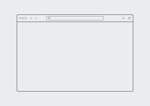 Web browser window mockup. User interface monochrome design template similar to chrome and safari