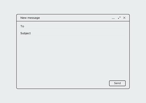 Blank monochrome Email window mockup. User interface frame design template similar to gmail