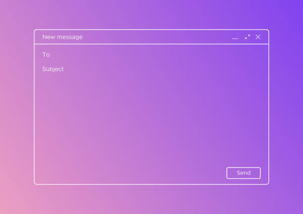 makieta ramki okna wiadomości e-mail. szablon projektu interfejsu podobny do gmaila na modnym tle gradientu - laptop browser isolated web page stock illustrations