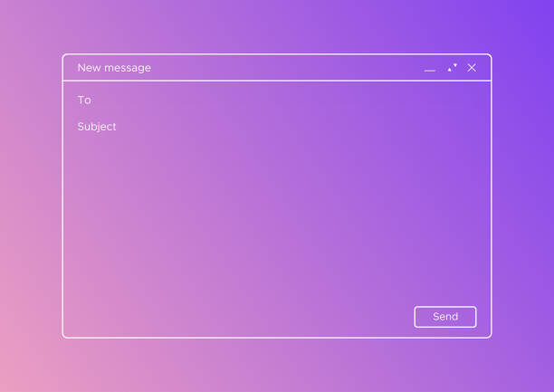 Email window frame mockup. UI design template similar to gmail on trendy gradient background Email window frame mockup. User interface design template similar to gmail on trendy gradient background phone text message mockup stock illustrations