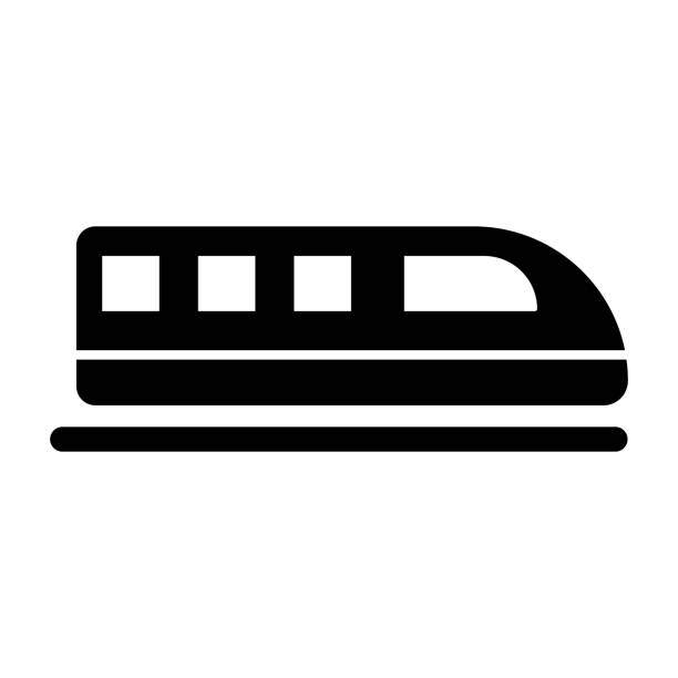 illustrazioni stock, clip art, cartoni animati e icone di tendenza di icona della siluetta del treno proiettile. vettore. - treno pendolare