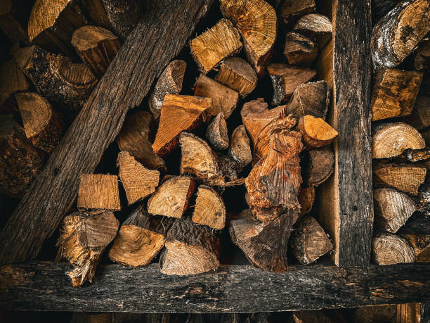 Chopped woods stored