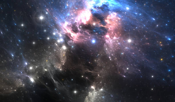 istock Giant glowing nebula. Space background with colorful nebula and stars 1465300232
