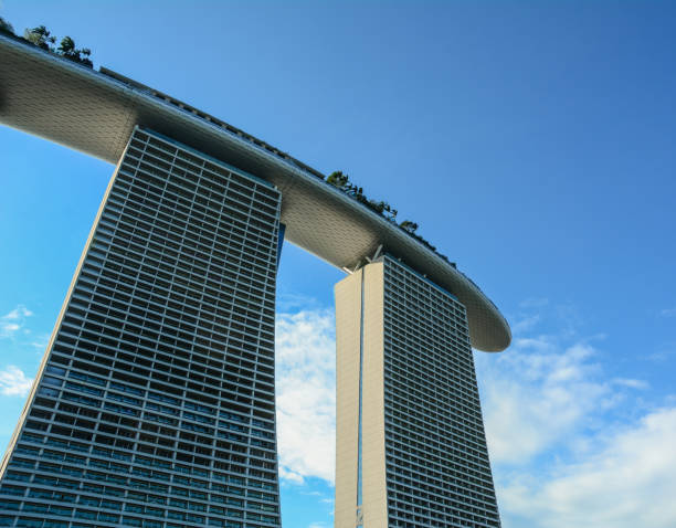 Singapore - Mar 12, 2016. Marina Bay Sands Hotel on blue sky, which is one of Singapore cityscape modern building at Marina Bay.