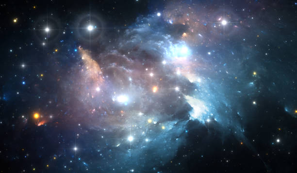 istock Giant glowing nebula. Space background with colorful nebula and stars 1465301431