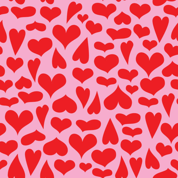 Red Hearts On A Light Pink Background Seamless Pattern Cute Hand Drawn Heart  Tiny Pink Heart On A Red Layout Style Romantic Print For Fabric Textile  Valentines Vector Illustration Stock Illustration 