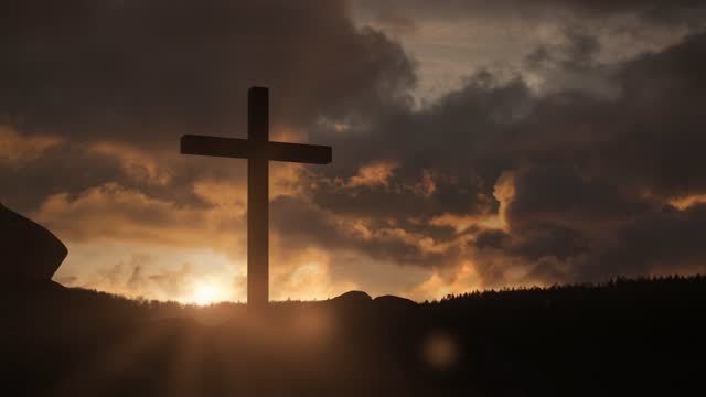 Cross Hill Christianity symbolizes Faith Power Worship Easter Seamless Looping Video