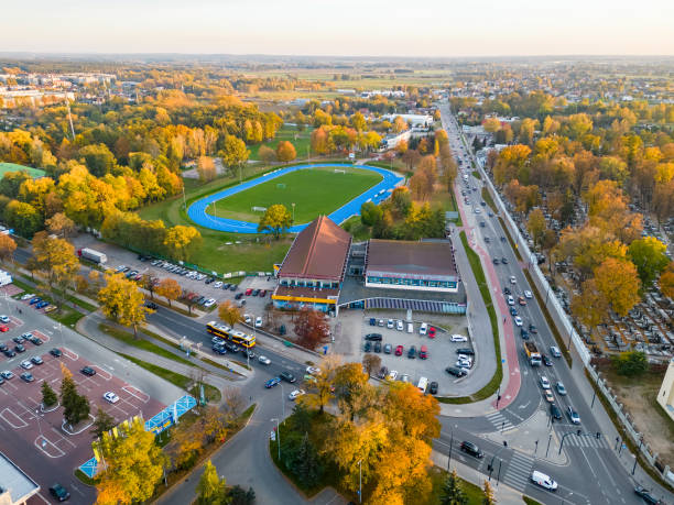 View at Pabianice city from a drone