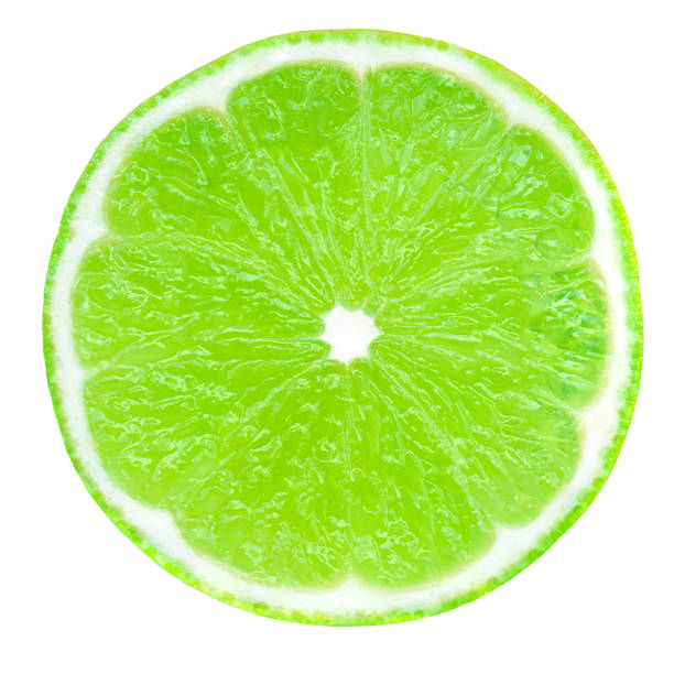 istock Lime slice isolated on white background. Lime citrus fruit closeup 1465315823