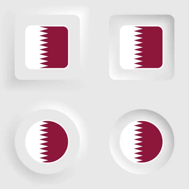 Vector illustration of Qatar neumorphic graphics and labels set.